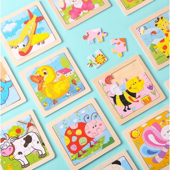 Combo 5 tranh Ghép Hình 3D Gỗ Nổi 11cm Cho Bé Phát Triển Trí Tuệ